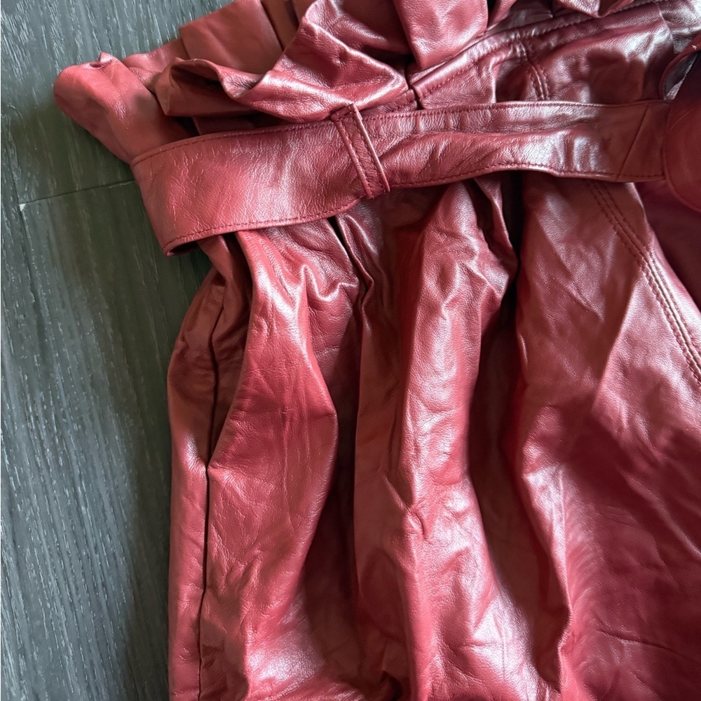 Alice + Olivia Deep Red Faux Leather Mini Skirt - Picture 4 of 8